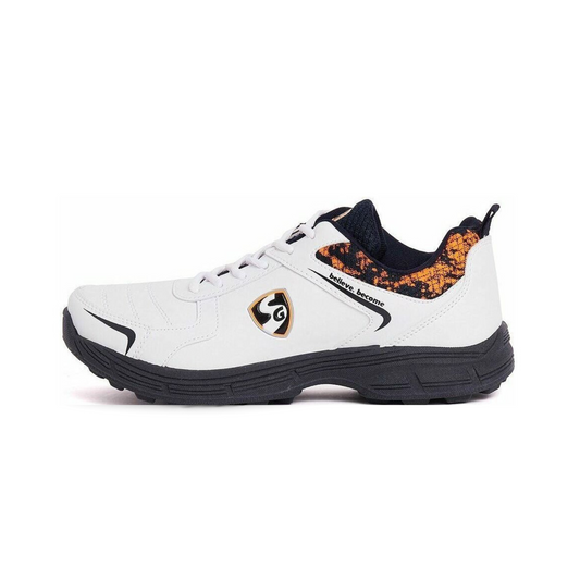 SG Savage Stud Shoe: Dynamic Navy Blue & Vibrant Orange Cricket Footwear