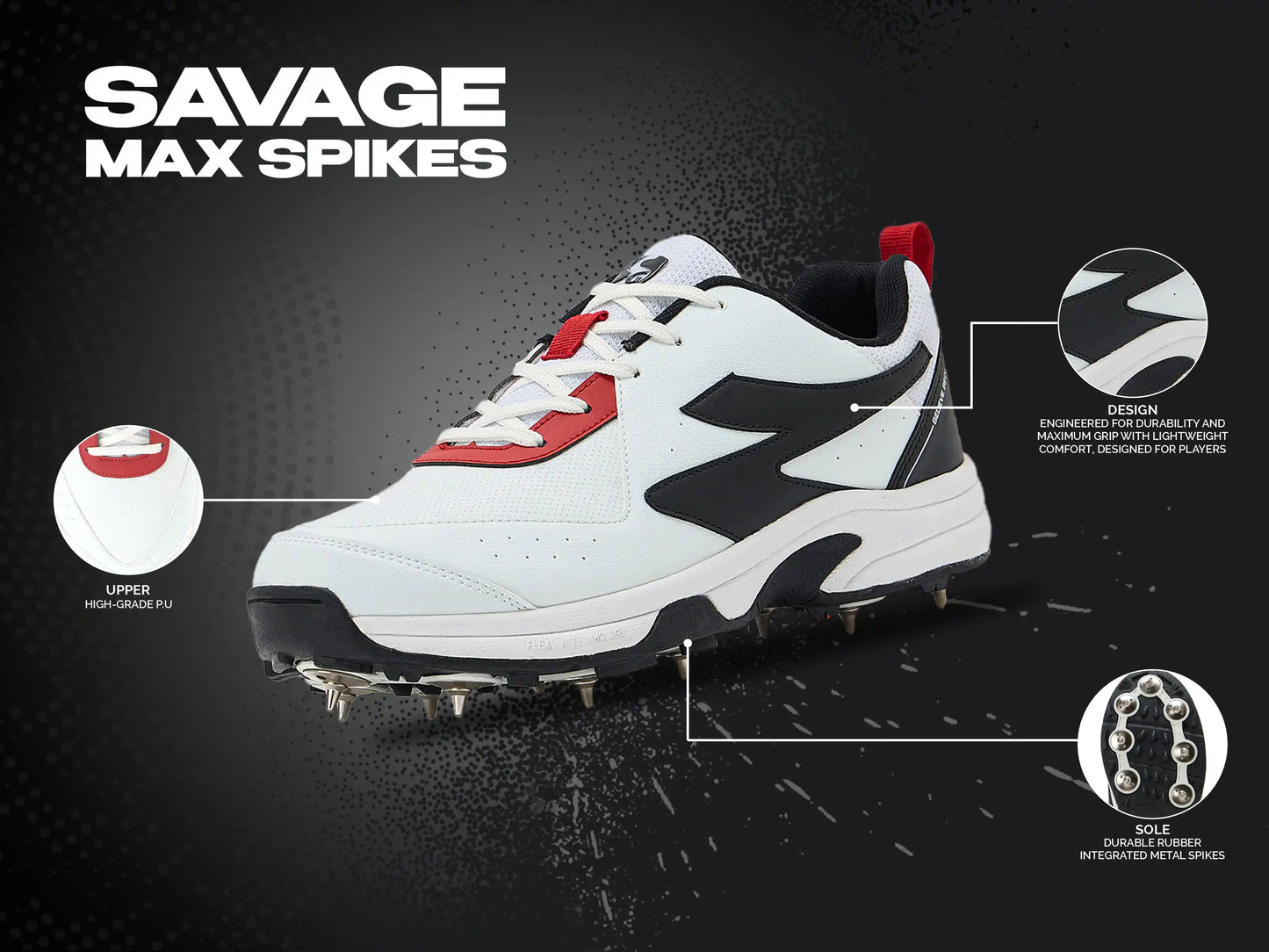 SG SAVAGE MAX SPIKES WHITE/BLACK