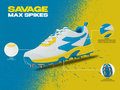 SG SAVAGE MAX SPIKES White/Yellow/Sky Blue