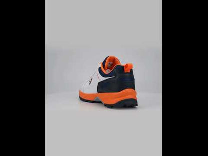 SG CLUB 6.0 Cricket Shoe: Classic White with Navy and Orange Accents for Style and Performance