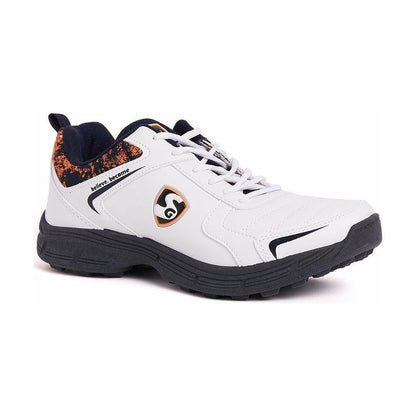 SG Savage Stud Shoe: Dynamic Navy Blue & Vibrant Orange Cricket Footwear