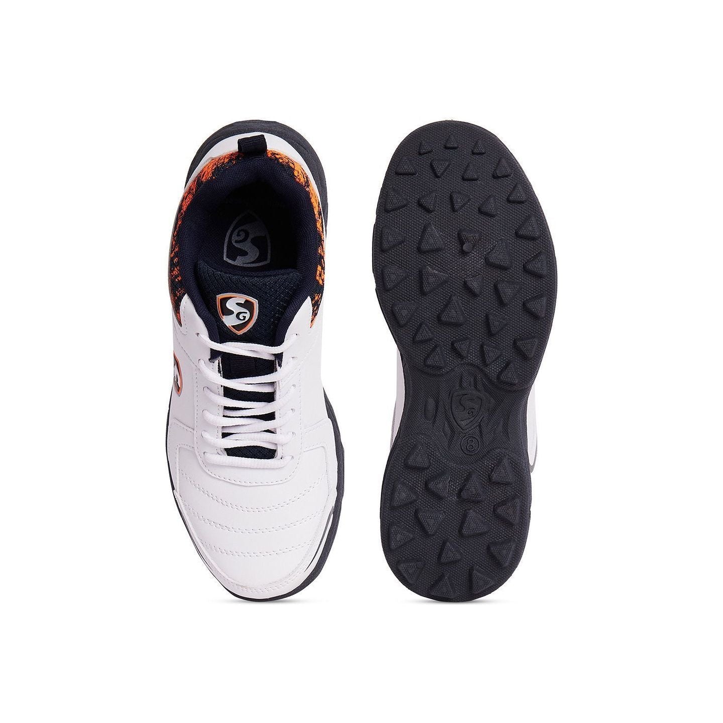 SG Savage Stud Shoe: Dynamic Navy Blue & Vibrant Orange Cricket Footwear