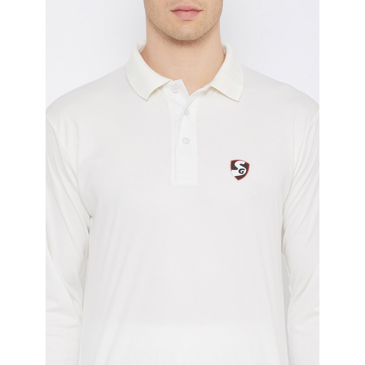 SG Club Full Sleeve Cricket Shirt Whites (Senior)