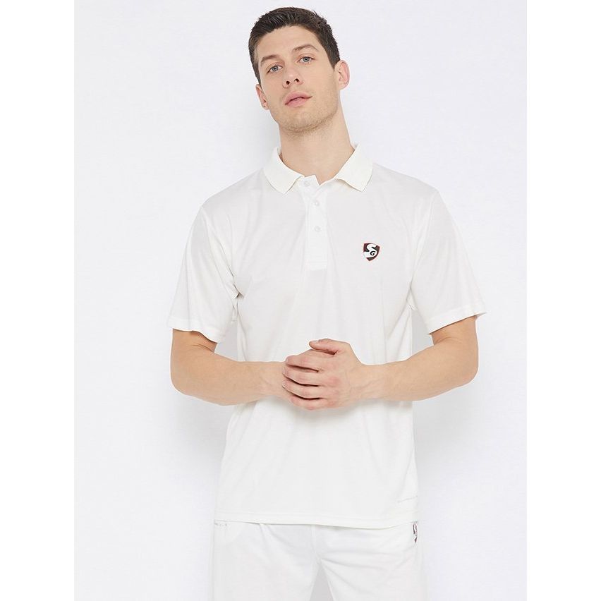 SG Club Half Sleeve Cricket Shirt Whites (Senior)