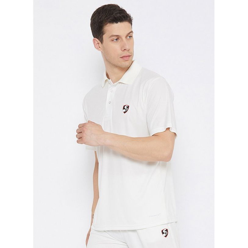 SG Club Half Sleeve Cricket Shirt Whites (Senior)
