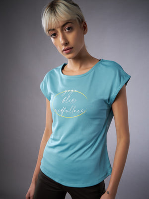 Women's Printed Turquoise T-shirt