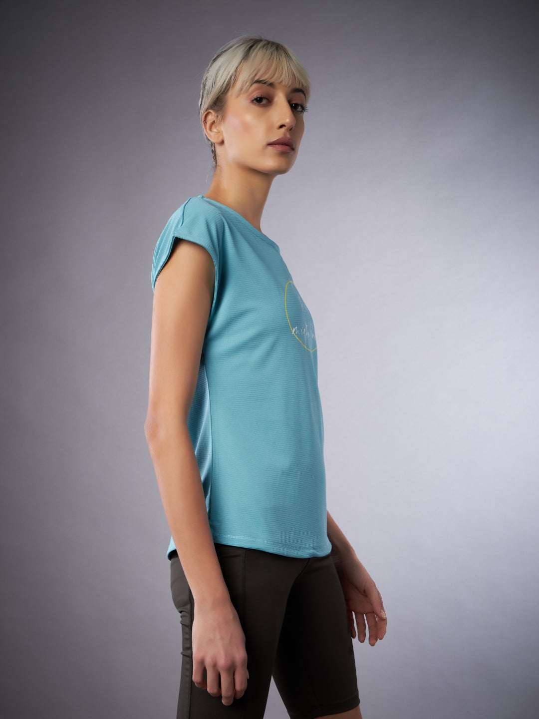 Women's Printed Turquoise T-shirt