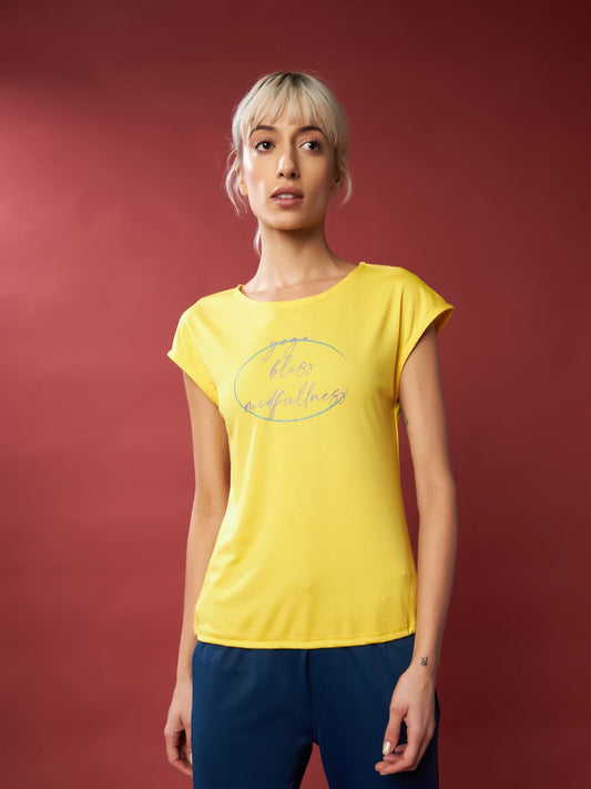 Women's Printed Yellow T-shirt