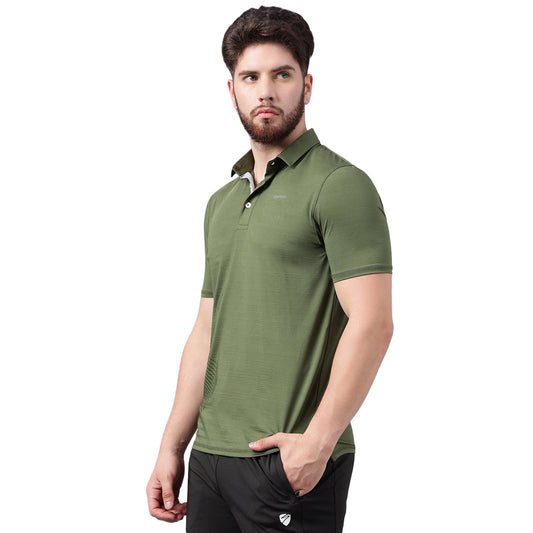 SG Men's Olive Polo T-Shirt | Ideal for Trail Running, Fitness & Training, Jogging, Regular & Fashion Wear